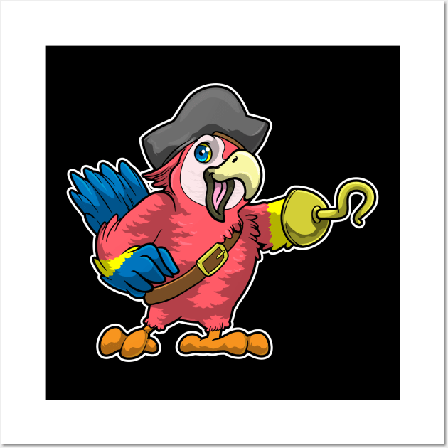 Parrot as pirate with Hook hand & Pirate hat Wall Art by Markus Schnabel